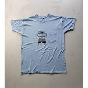 Vintage 1980s Pilot Freight Carriers Trucking Pocket T-shirt Blue Made In‎ USA L